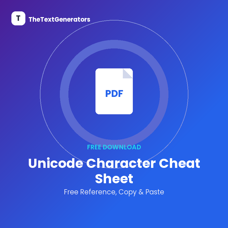 Unicode Character Cheat Sheet - Free PDF Download